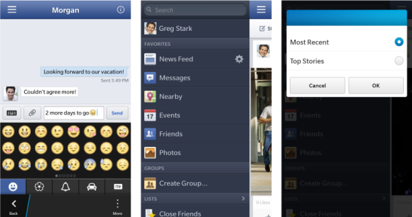 Facebook für BlackBerry 10 Update mit Emoji Unterstützung