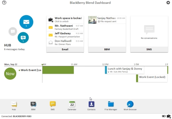 BlackBerry Blend Dashboard