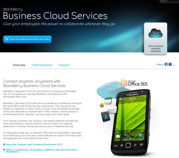 RIM startet BlackBerry Business Cloud Dienste für Office 365