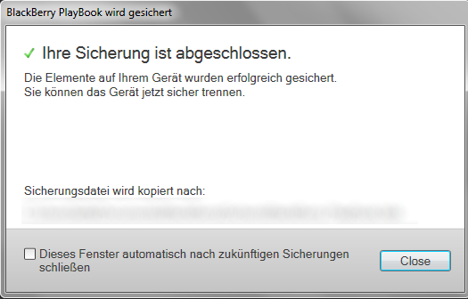 Sicherung vom BlackBerry PlayBook anlegen