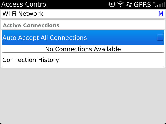 BlackBerry DLNA Zugriffsoptionen