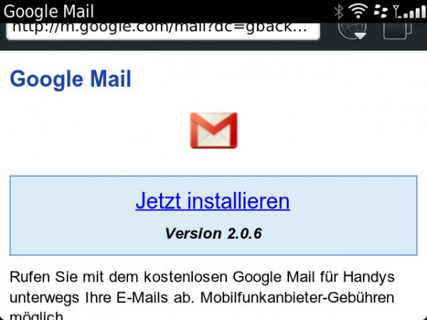 Google kündigt Ende der nativen GMail App für BlackBerry an (22. November)