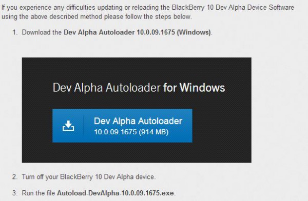 BlackBerry OS 10.0.09.1675 für das DevAlpha verfügbar