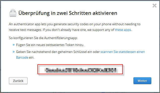 Dropbox TFA Code