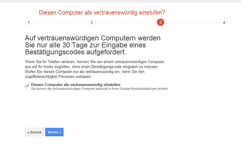 Google PC als vertrauenswürdig markieren