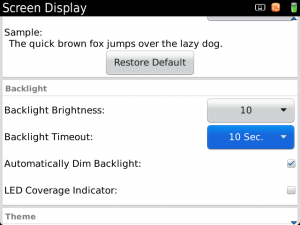 10 Sekunden Backlight Timeout 10 Sekunden Backlight Timeout