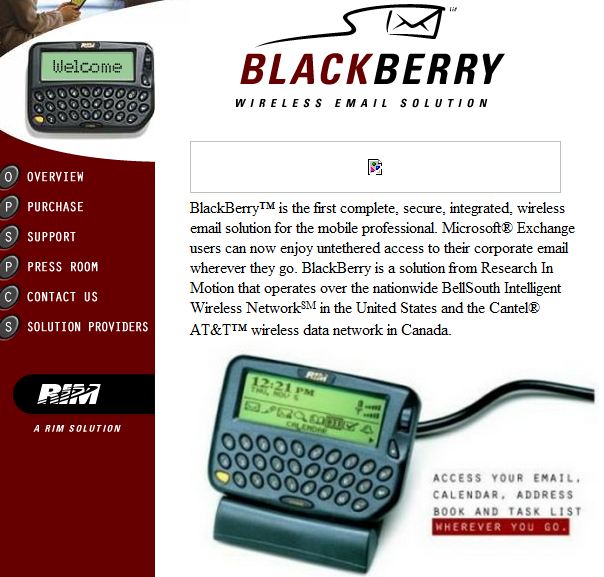 RIM 1999 Webseite