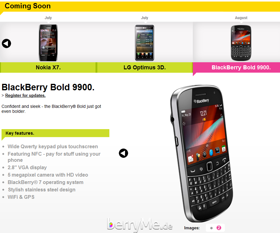 BlackBerry Bold Touch 9900 bei Three UK BlackBerry Bold Touch 9900 bei Three UK