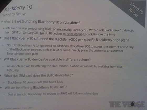 BlackBerry Z10 bereits ab 30. Januar bei Vodafone UK erhältlich? Keine BlackBerry Option erforderlich